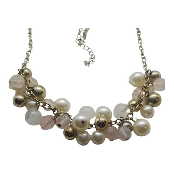Acrylic Necklace Gold Pearls Beads Bobbles - Picture 1 of 9